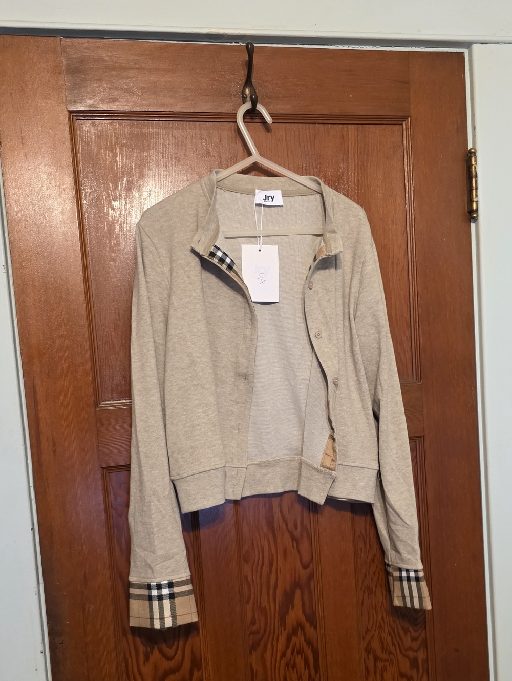 Women's Beige Button-Front Cardigan Sweater
